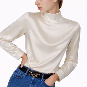 [s] Rag & Bone Silk Open-Back Blouse Cream